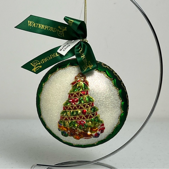 Waterford Holiday Heirlooms Blown Glass Christmas Tree Ornament VTG 2 Sided - Picture 1 of 11